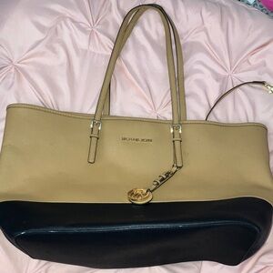 Michael Kors Black and Tan Tote Bag